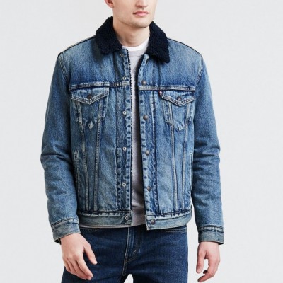 Джинсовая куртка на меховой подкладке Levis Sherpa Trucker - Indigo Lamb