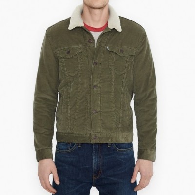 Вельветовая куртка на меховой подкладке Levis Cord Sherpa - Olive