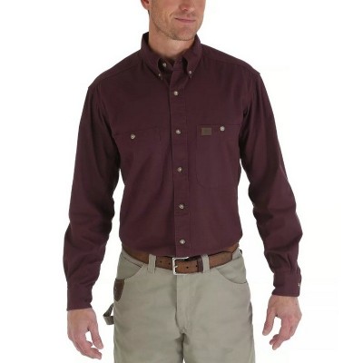 Рубашка Wrangler Riggs Workwear Solid Twill Work Shirt - тёмно-бордовый (Burgundy)