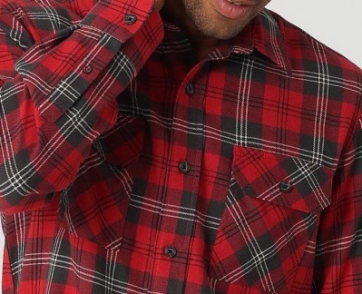 Фланелевая мужская рубашка Wrangler Flannel Plaid - Rio Red