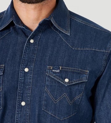Джинсовая рубашка Wrangler Cowboy Cut Western Snap Work Dark Denim