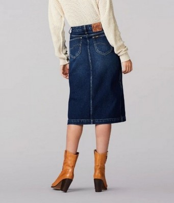 Джинсовая женская юбка Lee Vintage Modern High Rise Midi Kansas Blue