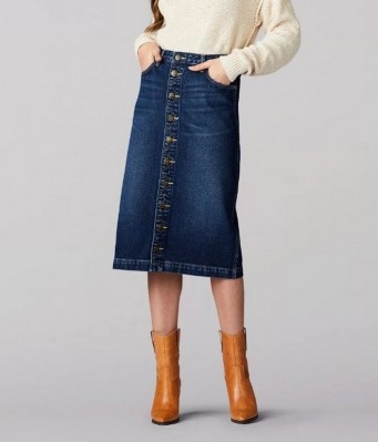 Джинсовая женская юбка Lee Vintage Modern High Rise Midi Kansas Blue