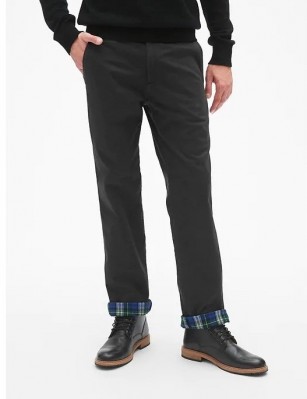 Брюки с фланелевой подкладкой Gap Khakis in Straight Fit with GapFlex Black