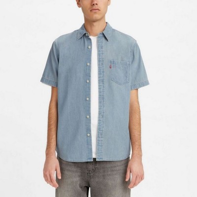Джинсовая рубашка с коротким рукавом Levis One Pocket Denim Stonewash