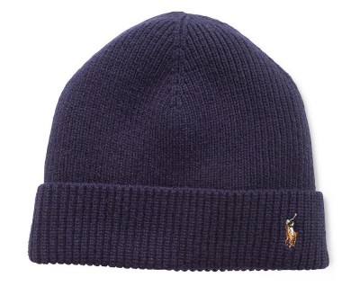 Шапка Polo Ralph Lauren Signature Cuffed Merino Navy