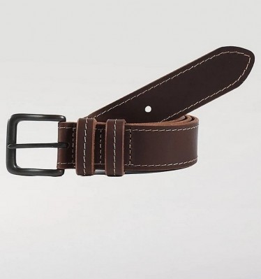 Buffalo Leather Pull-Up Stitch Brown Belt