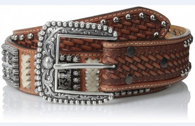 Ремень кожаный Ariat Square Bling Natural