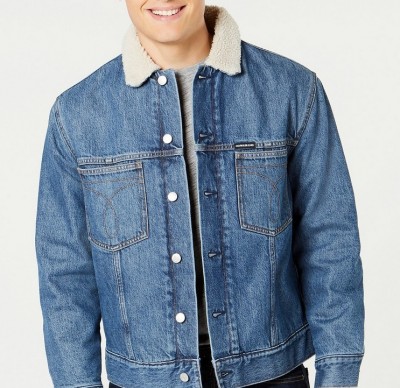 Мужская джинсовая куртка Calvin Klein Trucker Sherpa Nepal Rinse