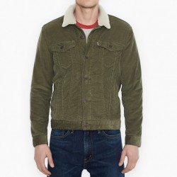Вельветовая куртка на меховой подкладке Levis Cord Sherpa - Olive