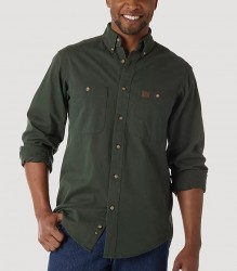 Рубашка Wrangler Riggs Workwear Solid Twill Work Shirt - Forest Green