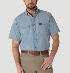 Рубашка с коротким рукавом Wrangler RIGGS Workwear Light Blue Chambray