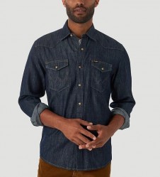 Мужская джинсовая рубашка Wrangler Western Snap - Rinse