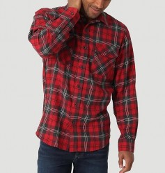 Фланелевая мужская рубашка Wrangler Flannel Plaid - Rio Red