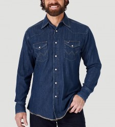 Джинсовая рубашка Wrangler Cowboy Cut Western Snap Work Dark Denim