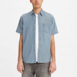 Джинсовая рубашка с коротким рукавом Levis One Pocket Denim Stonewash