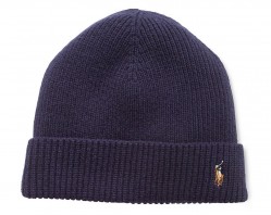 Шапка Polo Ralph Lauren Signature Cuffed Merino Navy