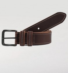 Buffalo Leather Pull-Up Stitch Brown Belt