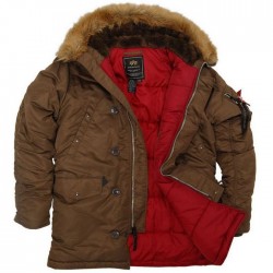 Куртка Аляска Slim Fit N3B Parka Alpha Industries - коричневая (Brown-Red)
