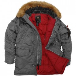 Куртка Аляска N3B Slim Fit Parka Alpha Industries - вороненый метал (Gun Metal)